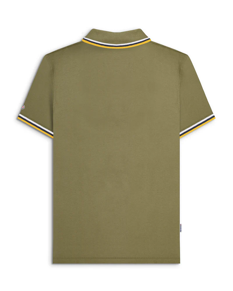 Lambretta Triple Tipped Polo Khaki White/Navy/Gold- 035 - Image 6