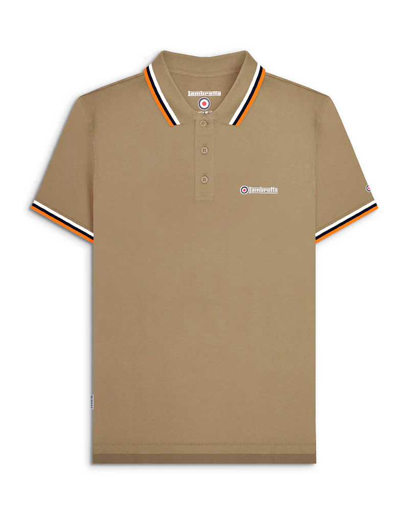 Lambretta Triple Tipped Polo Cashew White/Navy/Apricot - 125 - Image 2