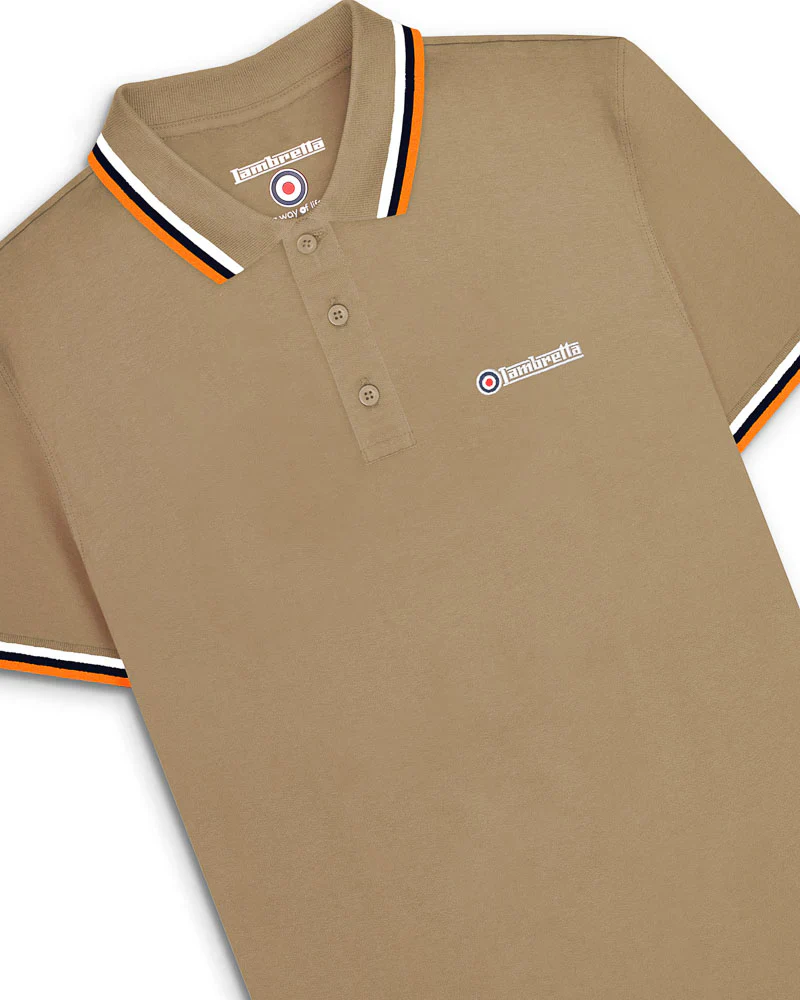 Lambretta Triple Tipped Polo Cashew White/Navy/Apricot - 125 - Image 4