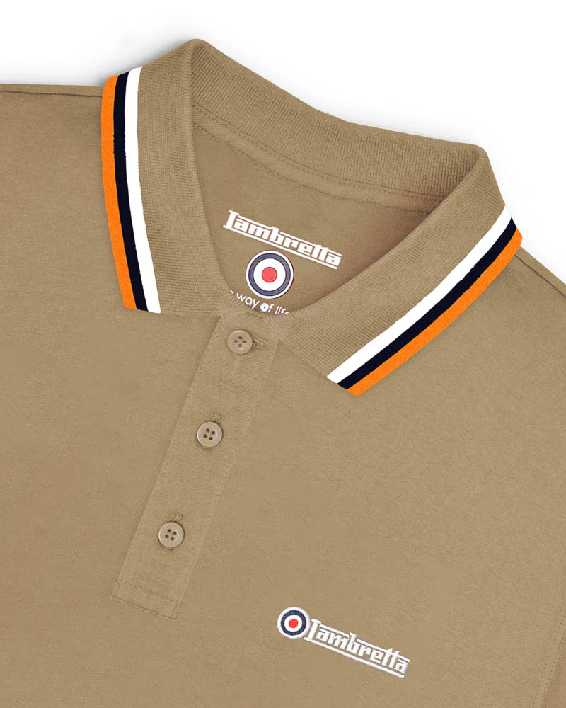 Lambretta Triple Tipped Polo Cashew White/Navy/Apricot - 125 - Image 5