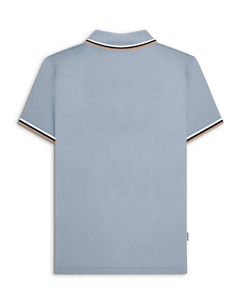 Lambretta Triple Tipped Polo Dusky Blue White/Navy/Cream - 107 - Image 4