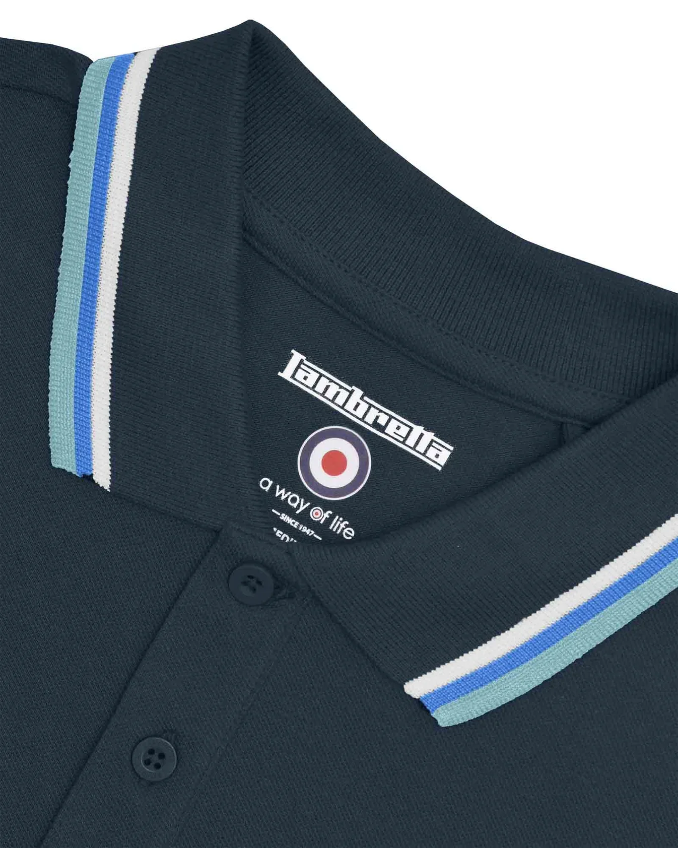 Lambretta Triple Tipped Polo Navy White/Blue/Smoke Blue - 094 - Image 4