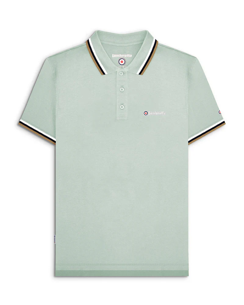 Lambretta Triple Tipped Polo Pale Aqua White/Sapphire/Cashew - 127 - Image 2