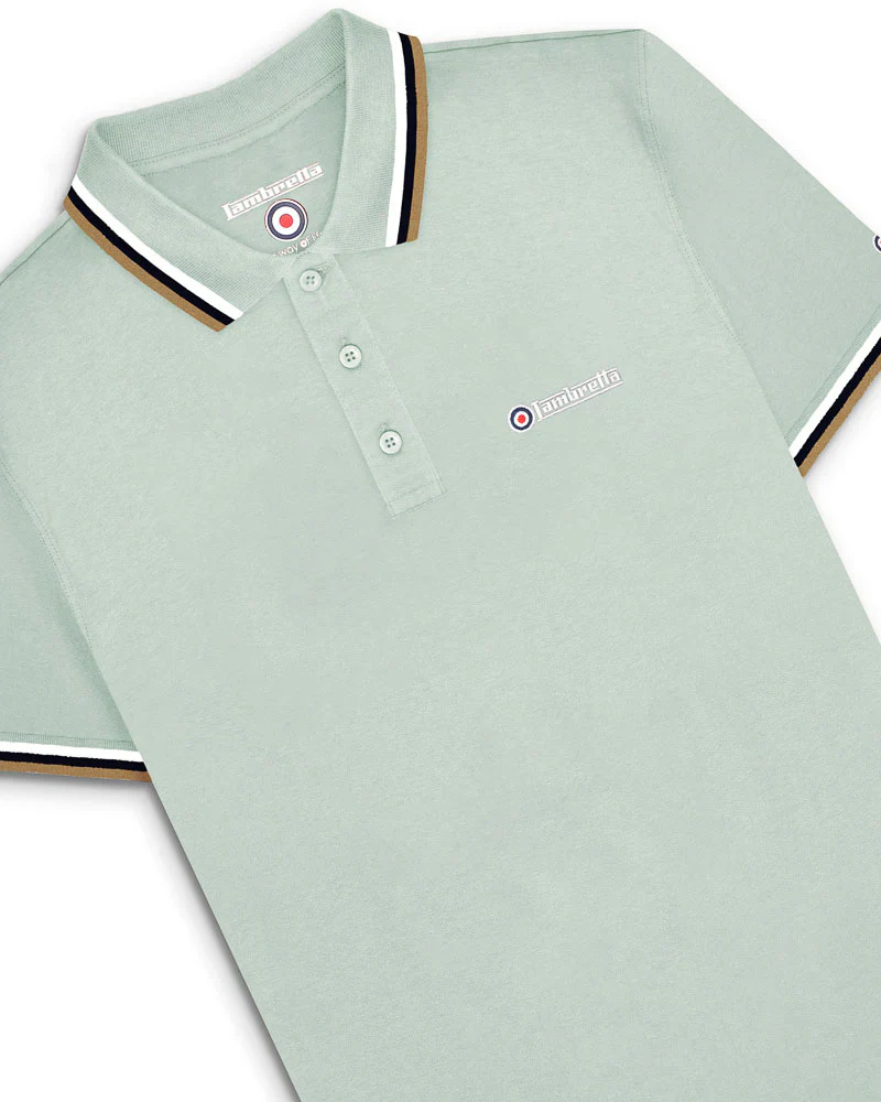 Lambretta Triple Tipped Polo Pale Aqua White/Sapphire/Cashew - 127 - Image 4