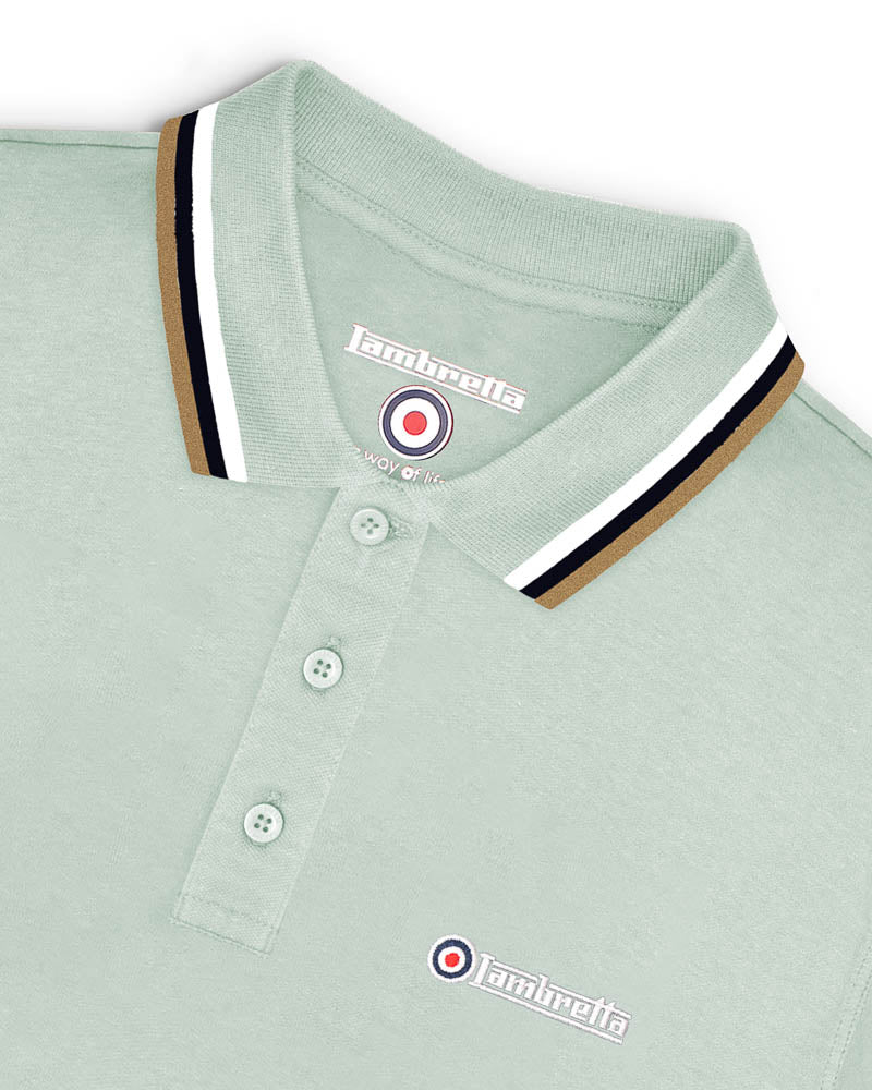 Lambretta Triple Tipped Polo Pale Aqua White/Sapphire/Cashew - 127 - Image 5
