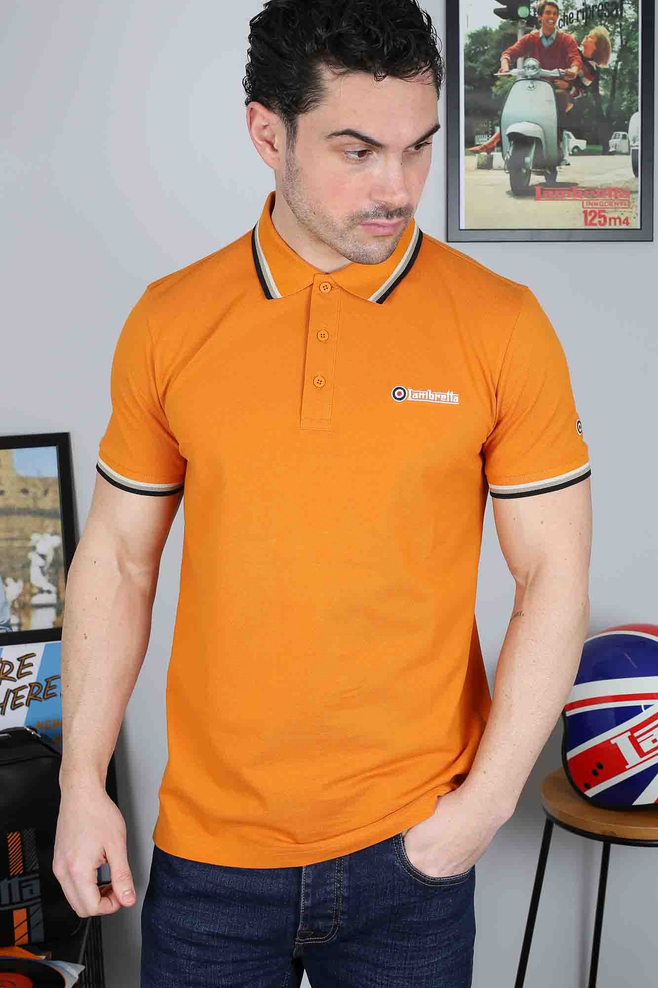 Lambretta Triple Tipped Polo Desert Sun Silver/Cashew/Black - 102