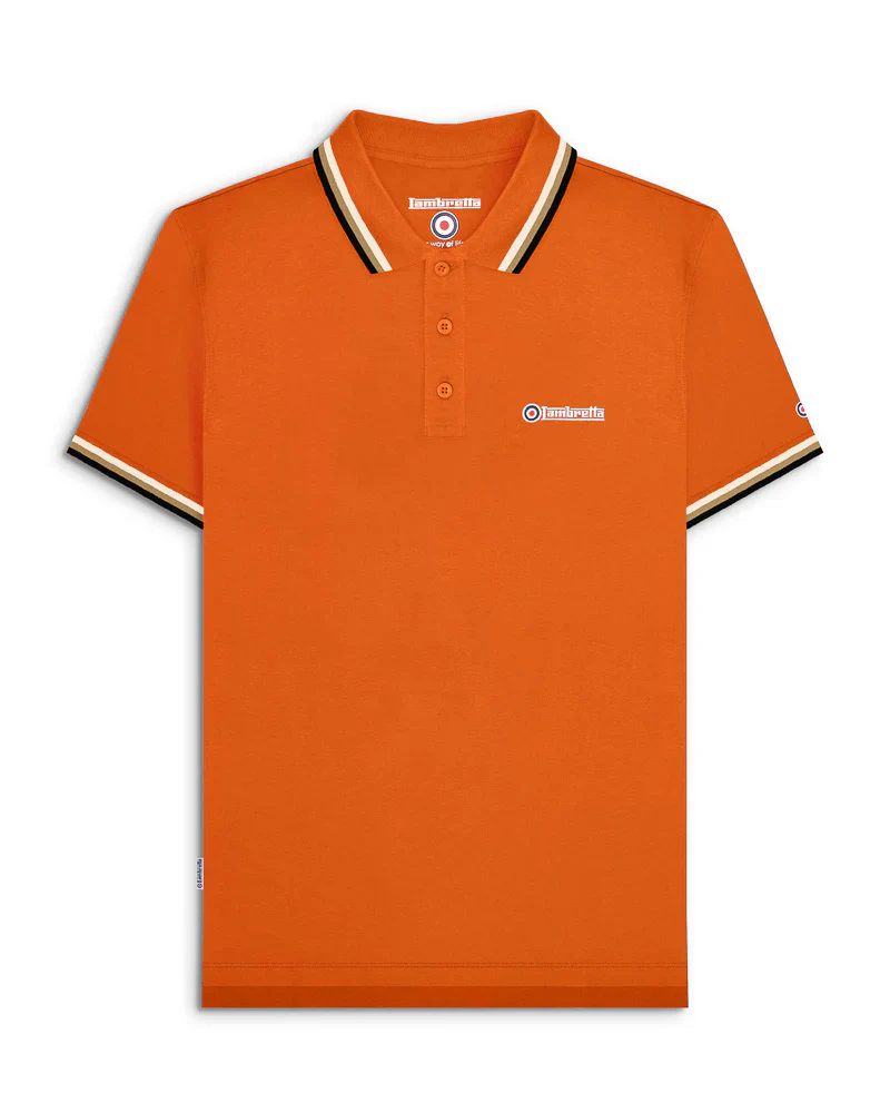 Lambretta Triple Tipped Polo Desert Sun Silver/Cashew/Black - 102 - Image 2