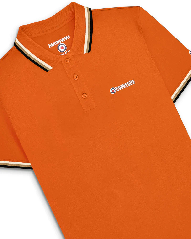 Lambretta Triple Tipped Polo Desert Sun Silver/Cashew/Black - 102 - Image 4