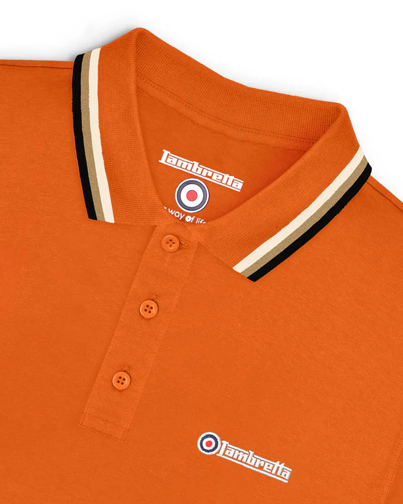 Lambretta Triple Tipped Polo Desert Sun Silver/Cashew/Black - 102 - Image 5