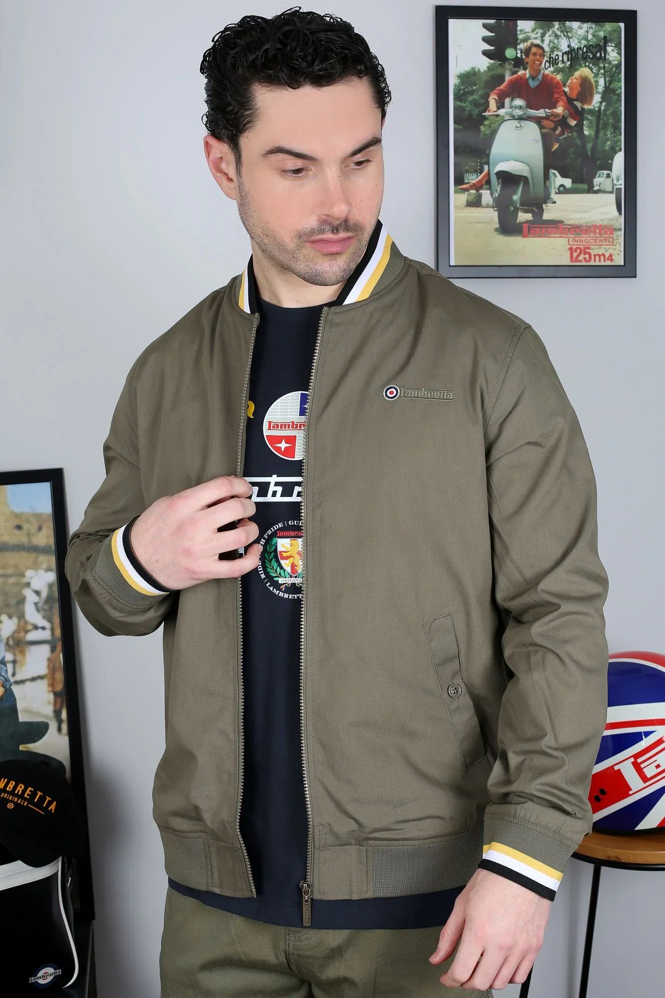 Lambretta Tripple Tipped Monkey Jacket Khaki Gold/White/Black - 611