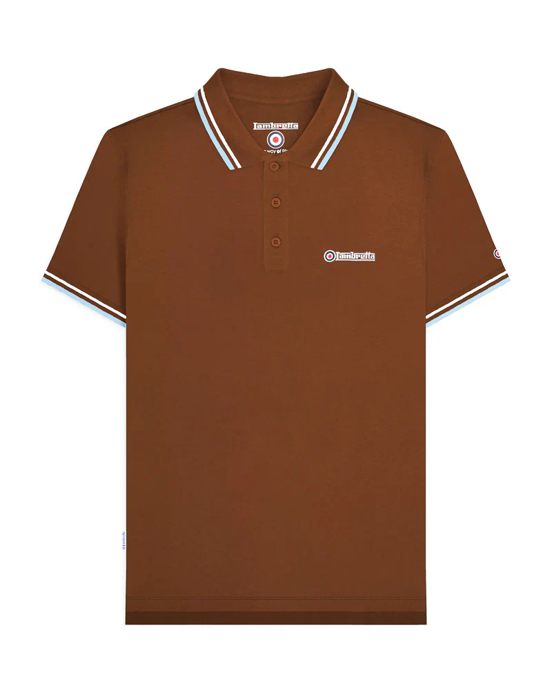 Lambretta Twin Tipped Polo Brown White/Angel Falls - 184 - Image 2
