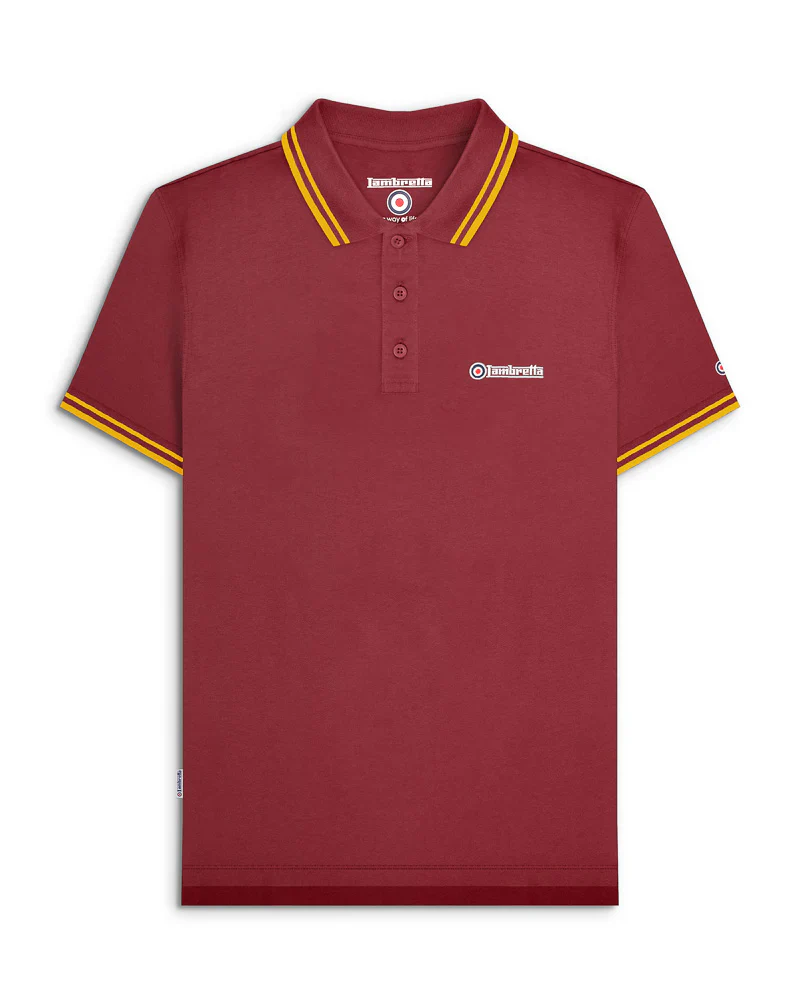 Lambretta Twin Tipped Polo Burgundy/Gold - 183 - Image 2