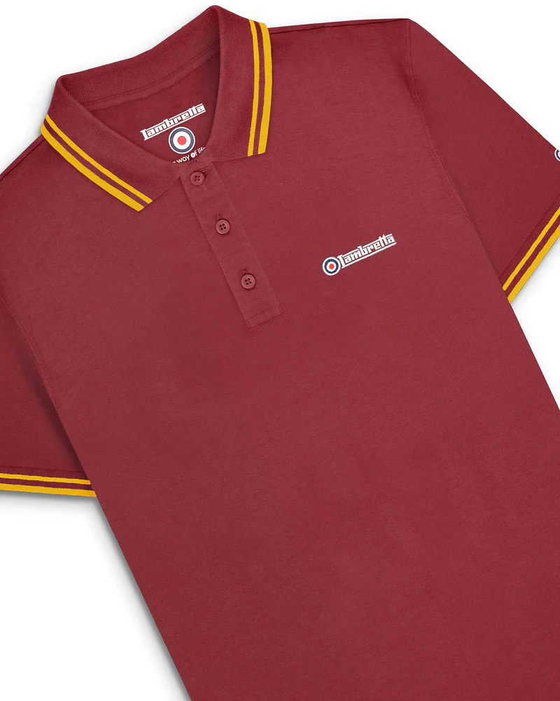 Lambretta Twin Tipped Polo Burgundy/Gold - 183 - Image 4