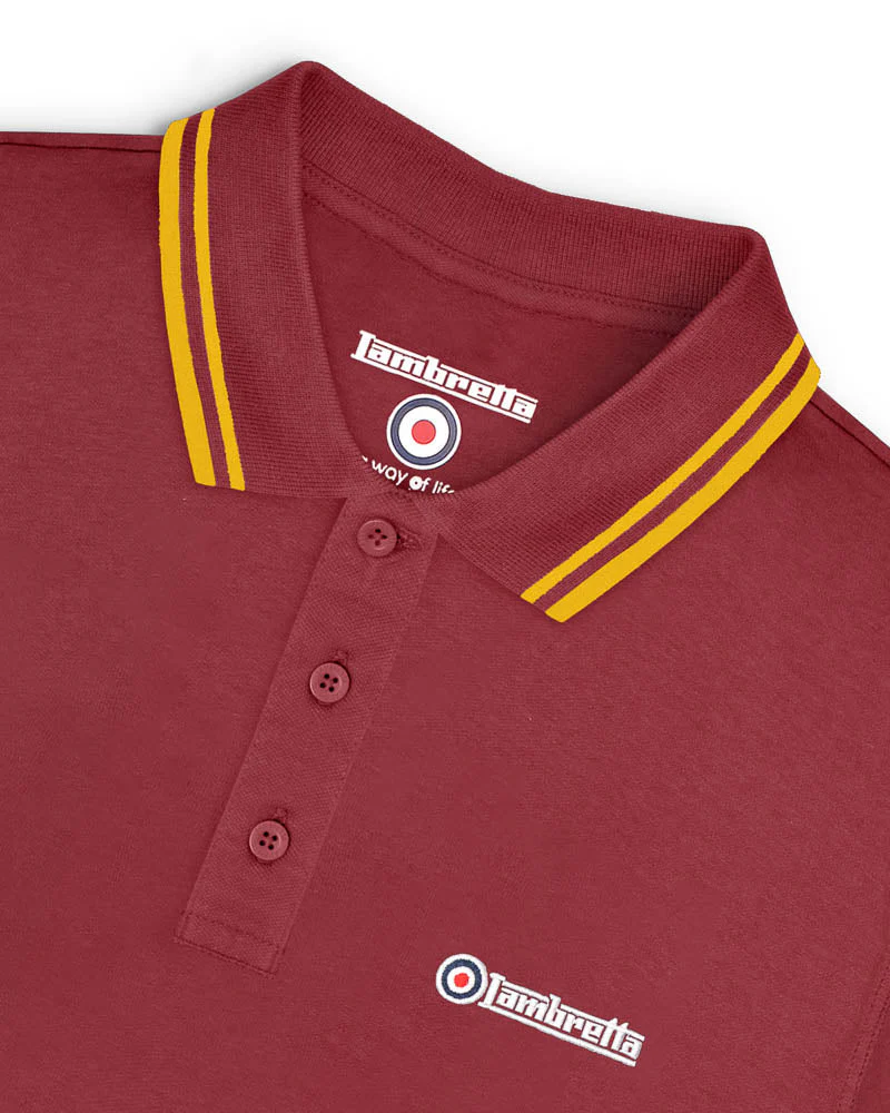 Lambretta Twin Tipped Polo Burgundy/Gold - 183 - Image 5