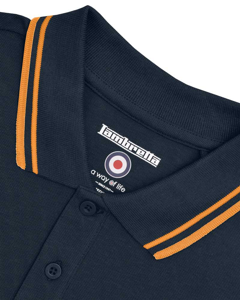 Lambretta Twin Tipped Polo Dark Navy/Tan - 036 - Image 5