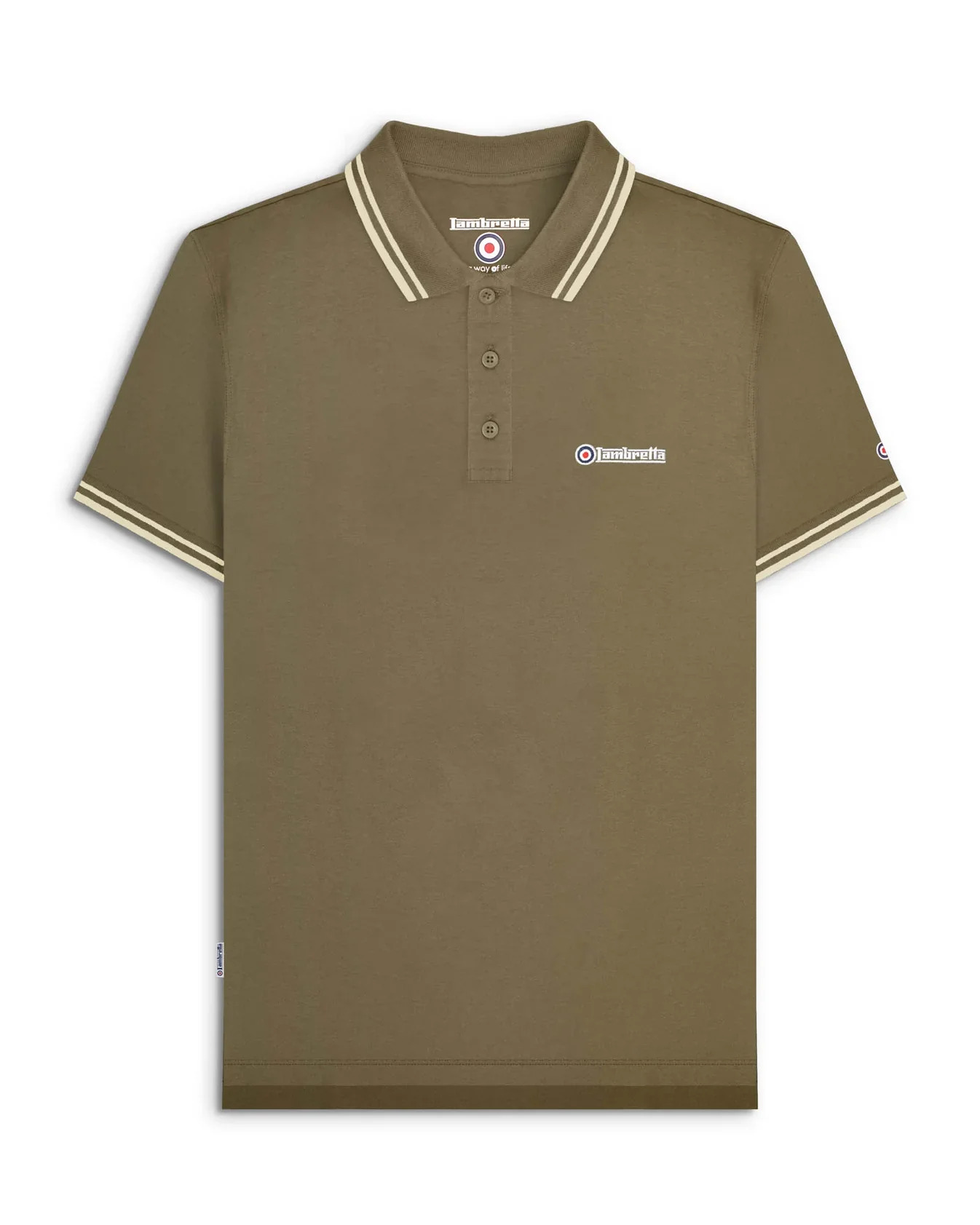 Lambretta Twin Tipped Polo Khaki/Oatmeal - 016 - Image 2