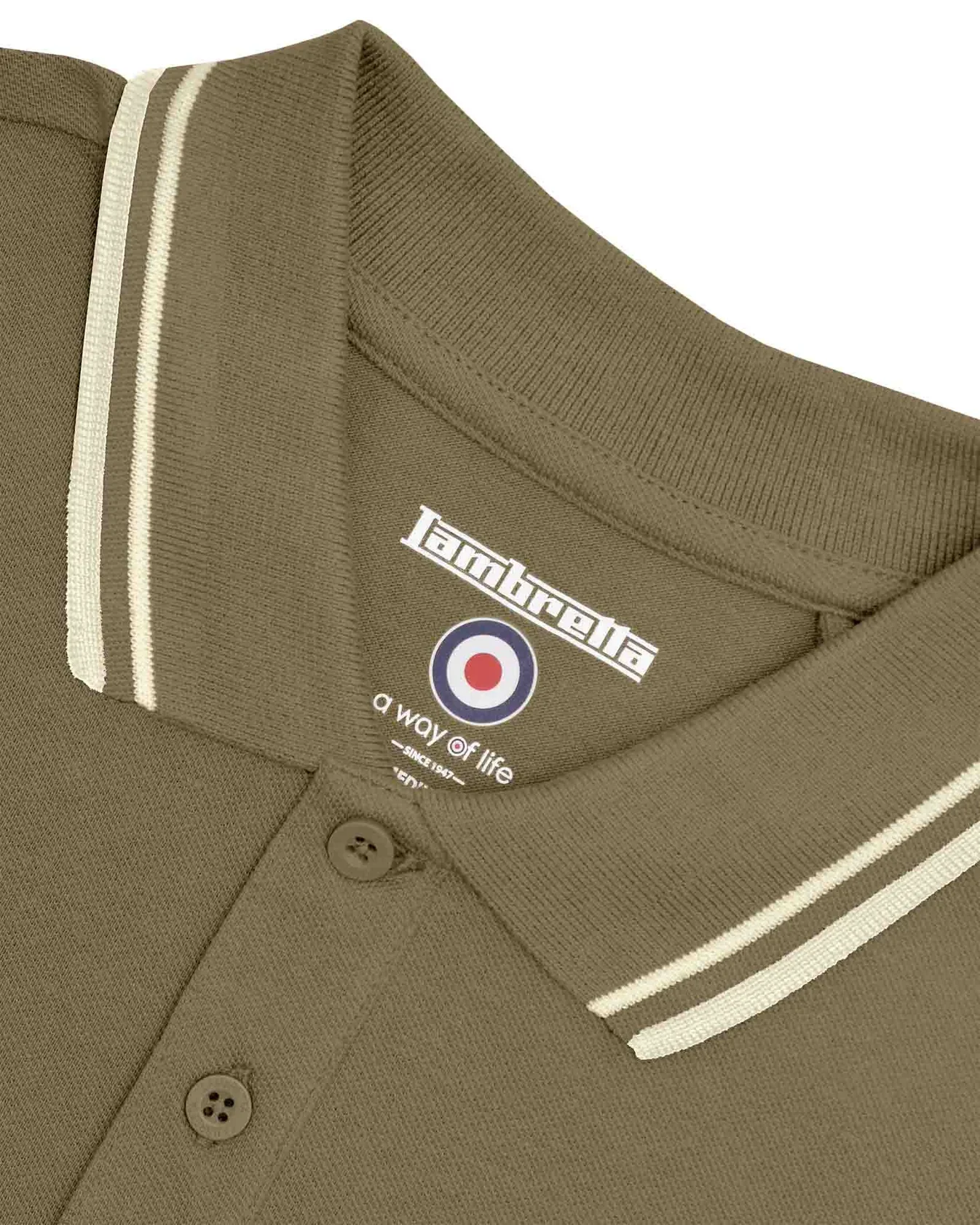 Lambretta Twin Tipped Polo Khaki/Oatmeal - 016 - Image 6