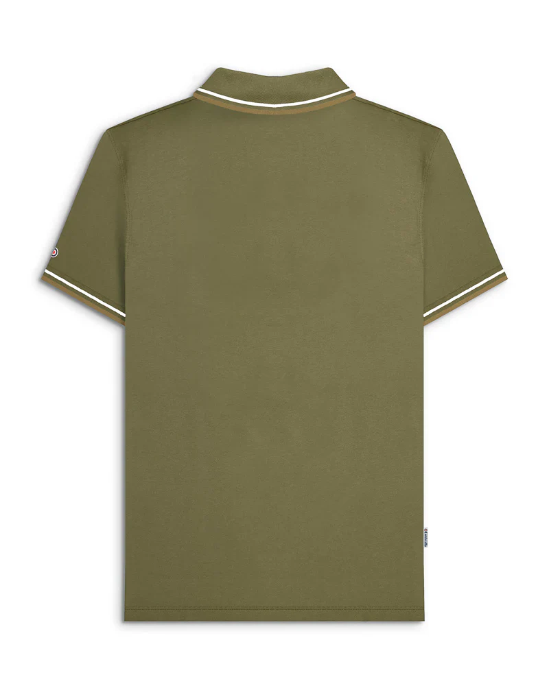 Lambretta Twin Tipped Polo Khaki Silver/Cashew - 185 - Image 3