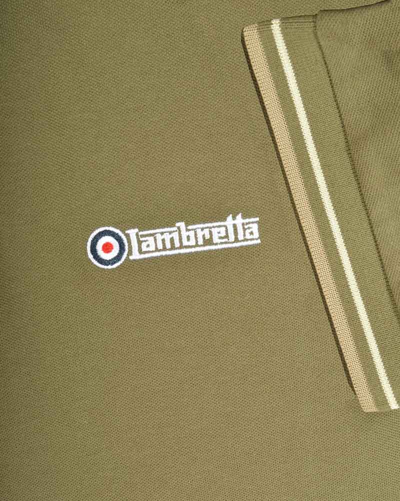 Lambretta Twin Tipped Polo Khaki Silver/Cashew - 185 - Image 6