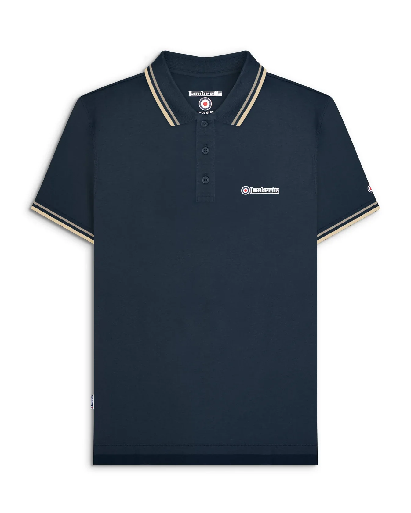 Lambretta Twin Tipped Polo Navy Cinder/Cream - 109 - Image 3
