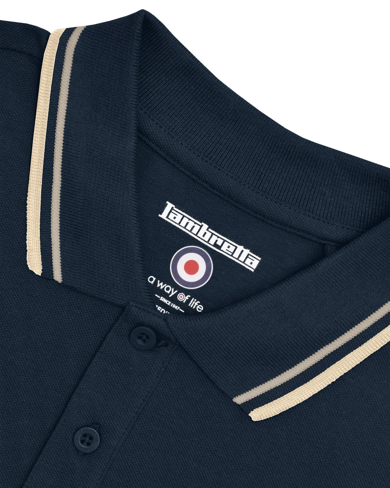 Lambretta Twin Tipped Polo Navy Cinder/Cream - 109 - Image 6