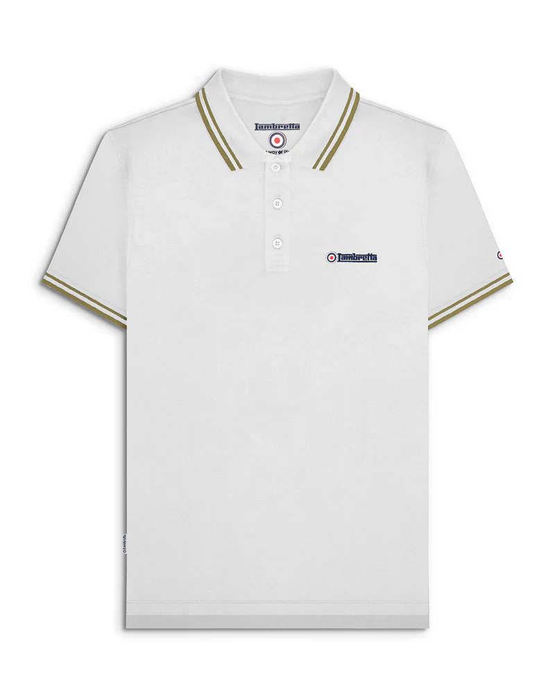 Lambretta Twin Tipped Polo White/Chashew - 098 - Image 2