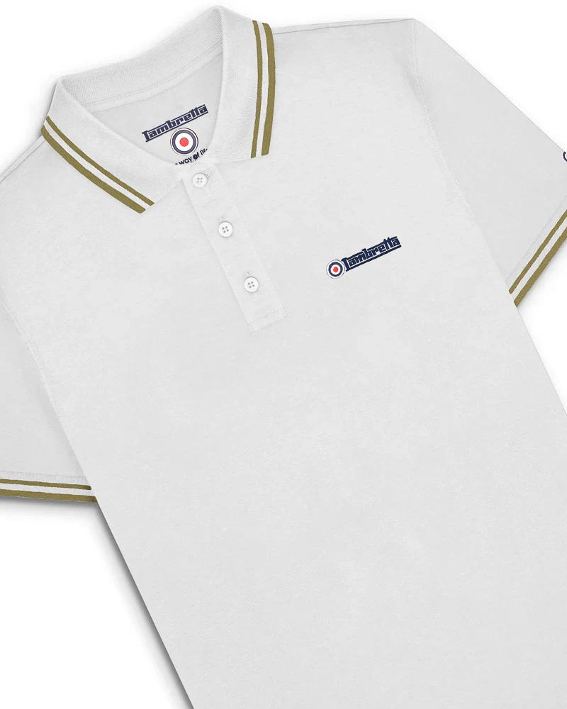 Lambretta Twin Tipped Polo White/Chashew - 098 - Image 4