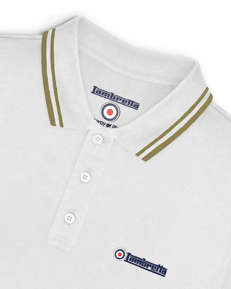 Lambretta Twin Tipped Polo White/Chashew - 098 - Image 5