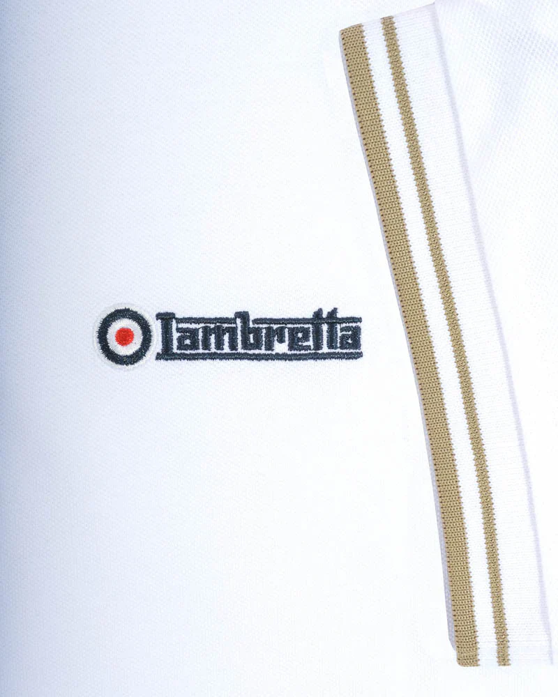 Lambretta Twin Tipped Polo White/Chashew - 098 - Image 6