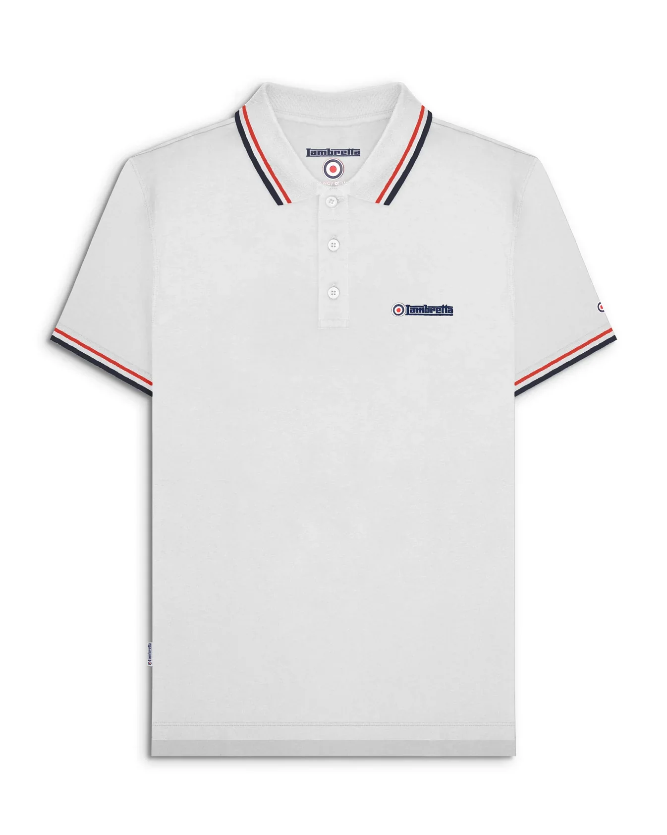 Lambretta Twin Tipped Polo White Red/Navy - 046 - Image 2