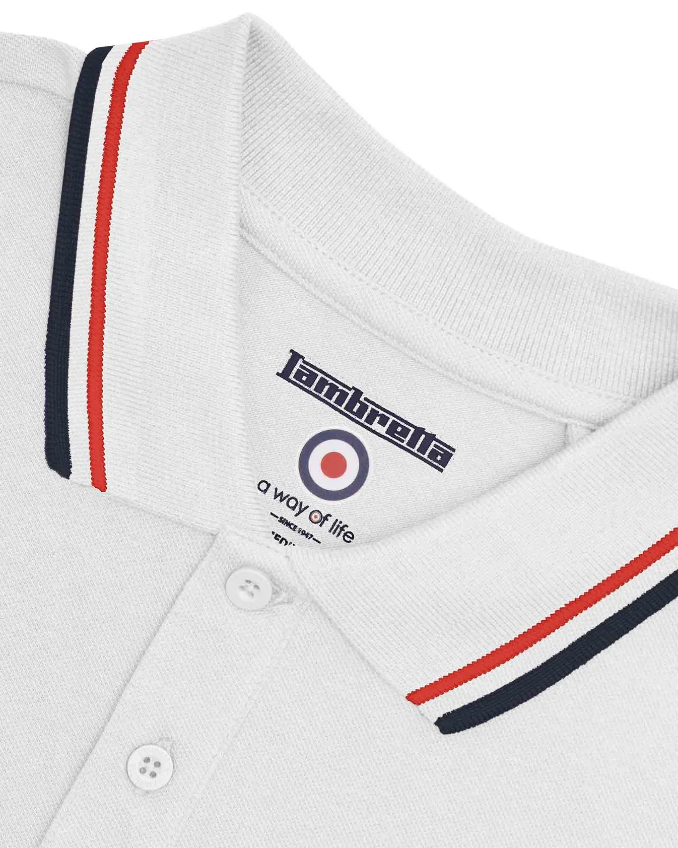 Lambretta Twin Tipped Polo White Red/Navy - 046 - Image 6