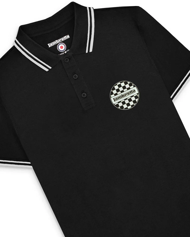 Lambretta Two Tone Badge Polo Black - 159 - Image 4