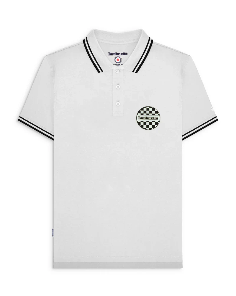 Lambretta Two Tone Badge Polo White - 164 - Image 4