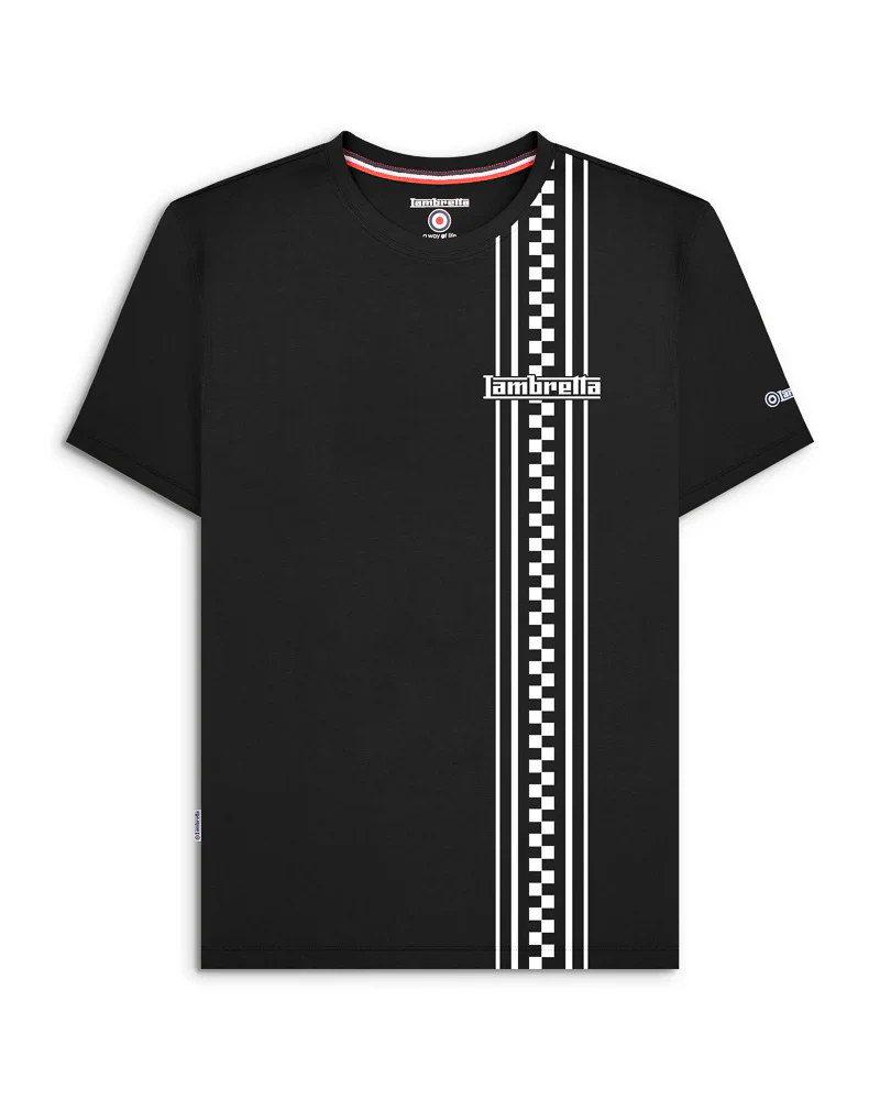 Lambretta Two Tone Stripe Tee Black - 226 - Image 3