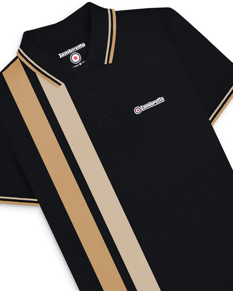 Lambretta Vertical Stripe Polo Black/Nomad - 156 - Image 4