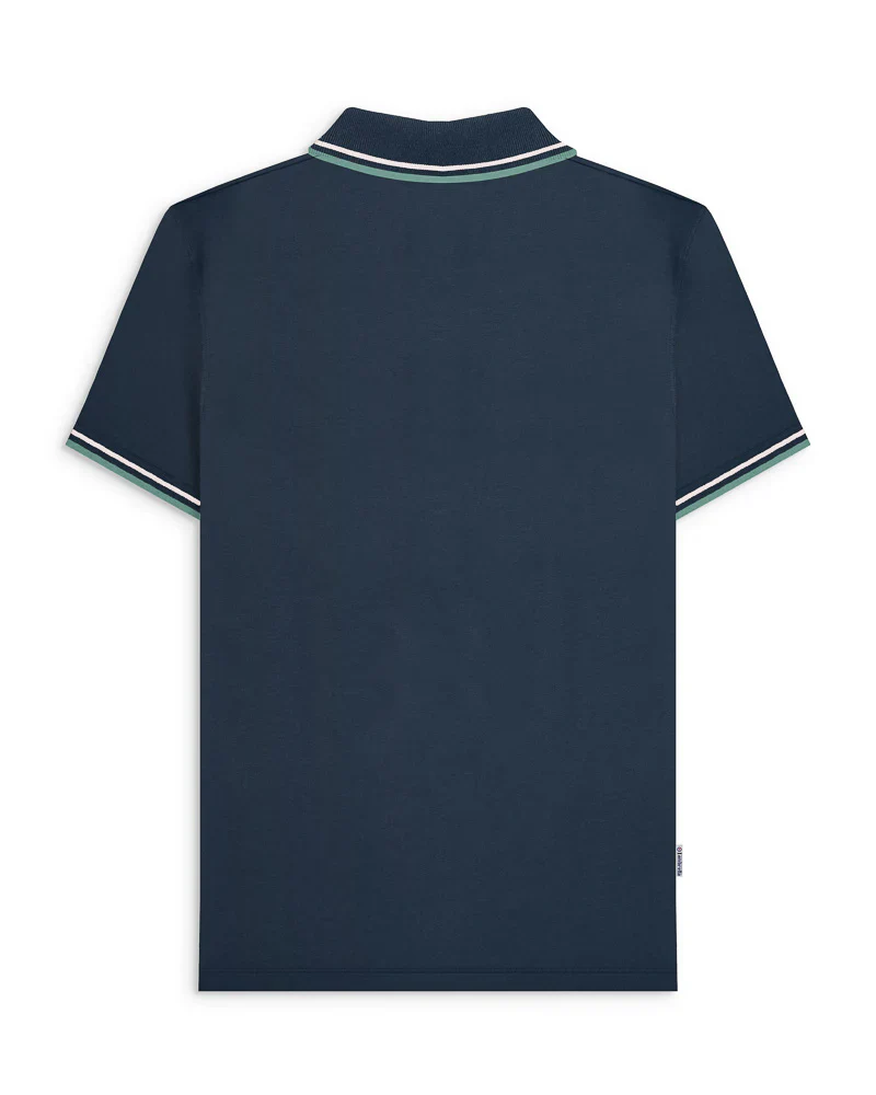 Lambretta Vertical Stripe Polo Navy/Smoke Blue - 157 - Image 3