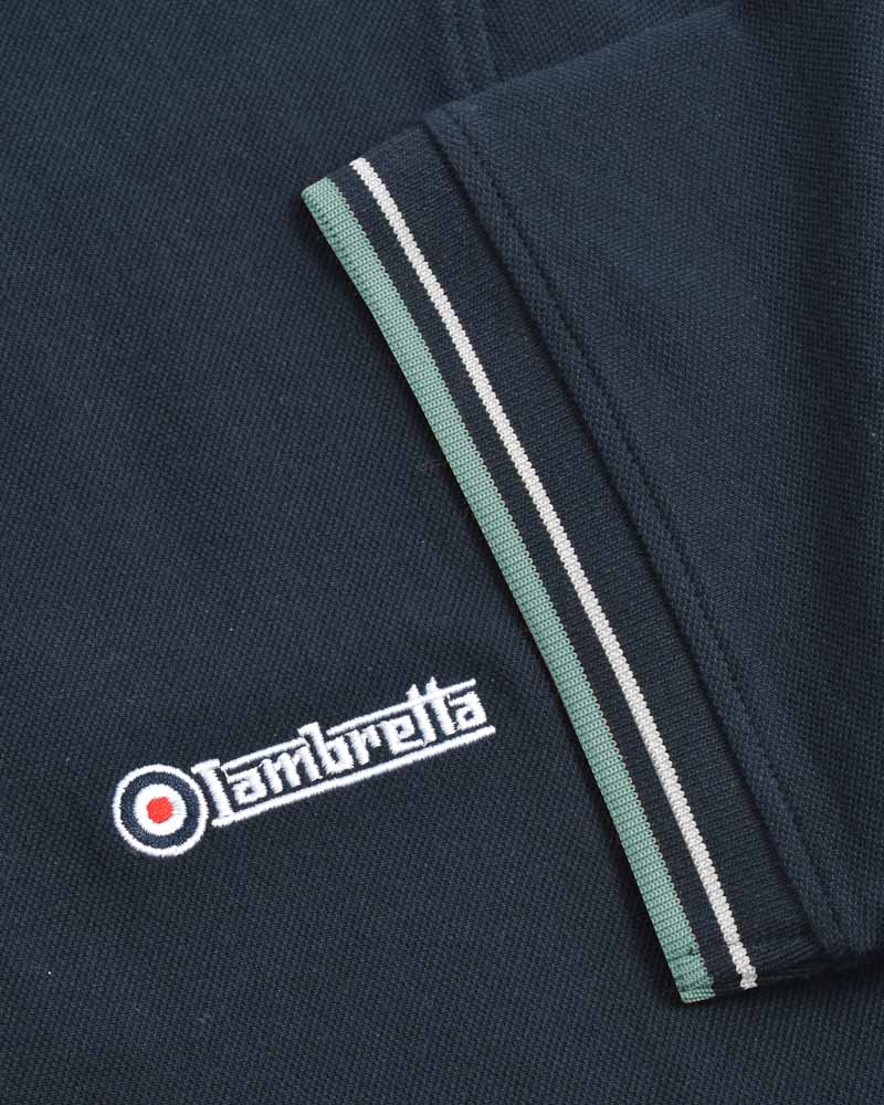 Lambretta Vertical Stripe Polo Navy/Smoke Blue - 157 - Image 5