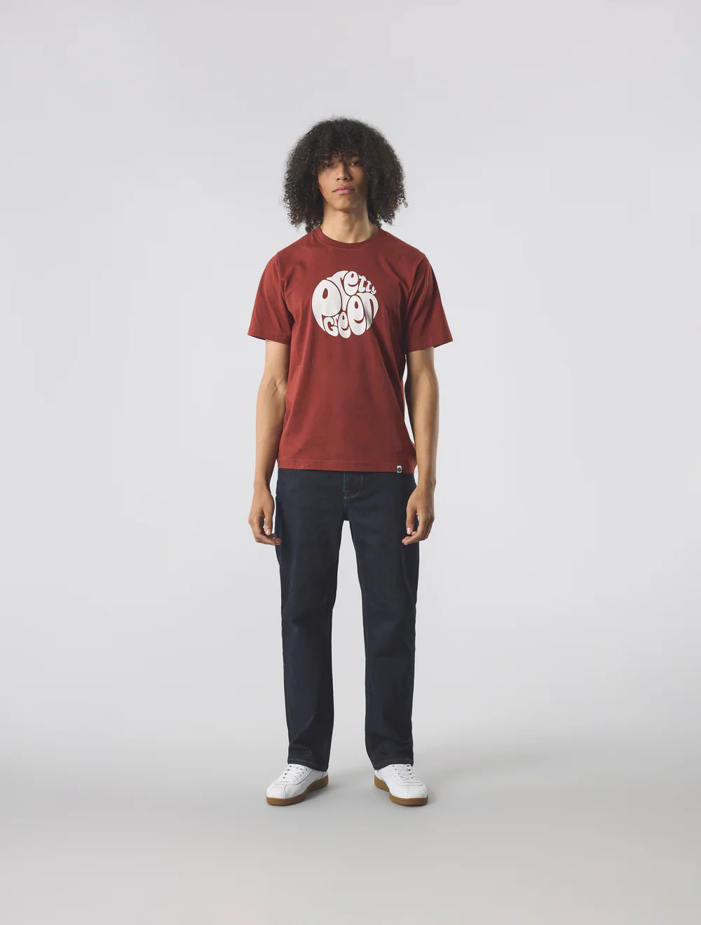 Pretty Green Gillespie Large Logo Tee Dark Burgundy (Rust) - 248 - Image 3