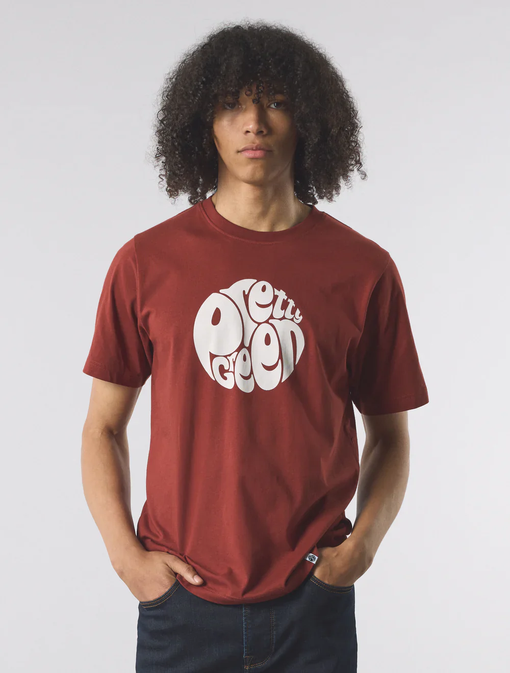 Pretty Green Gillespie Large Logo Tee Dark Burgundy (Rust) - 248 - Image 4