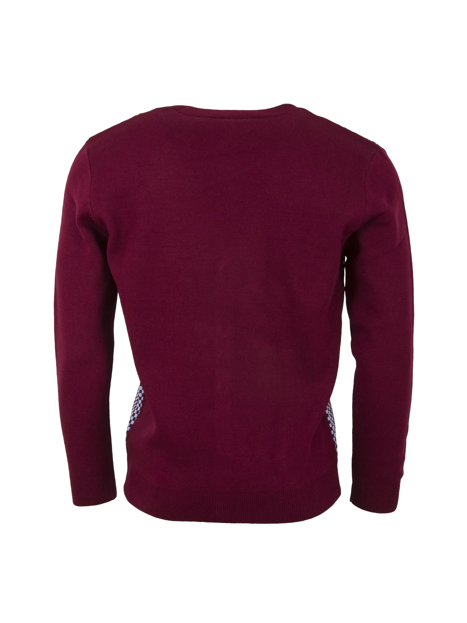 Relco Chas Checked Cardigan Burgundy/Sky - 484 - Image 3