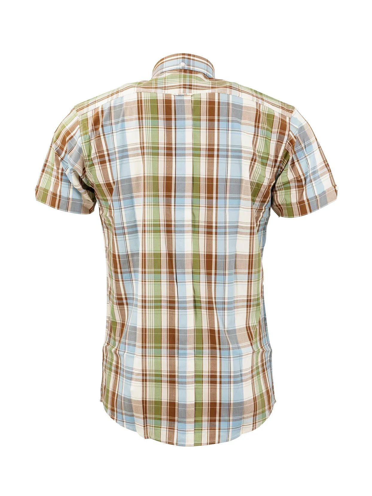Relco Men's Sky, Green, Brown Check SS Shirt - CK 70 - 340 - Image 3