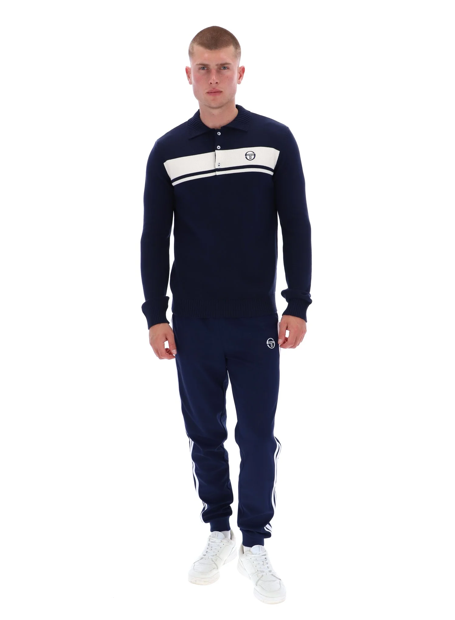 Sergio Tacchini Damarindo L/S Knit Polo Maritime Blue/Gardenia - 593 - Image 5