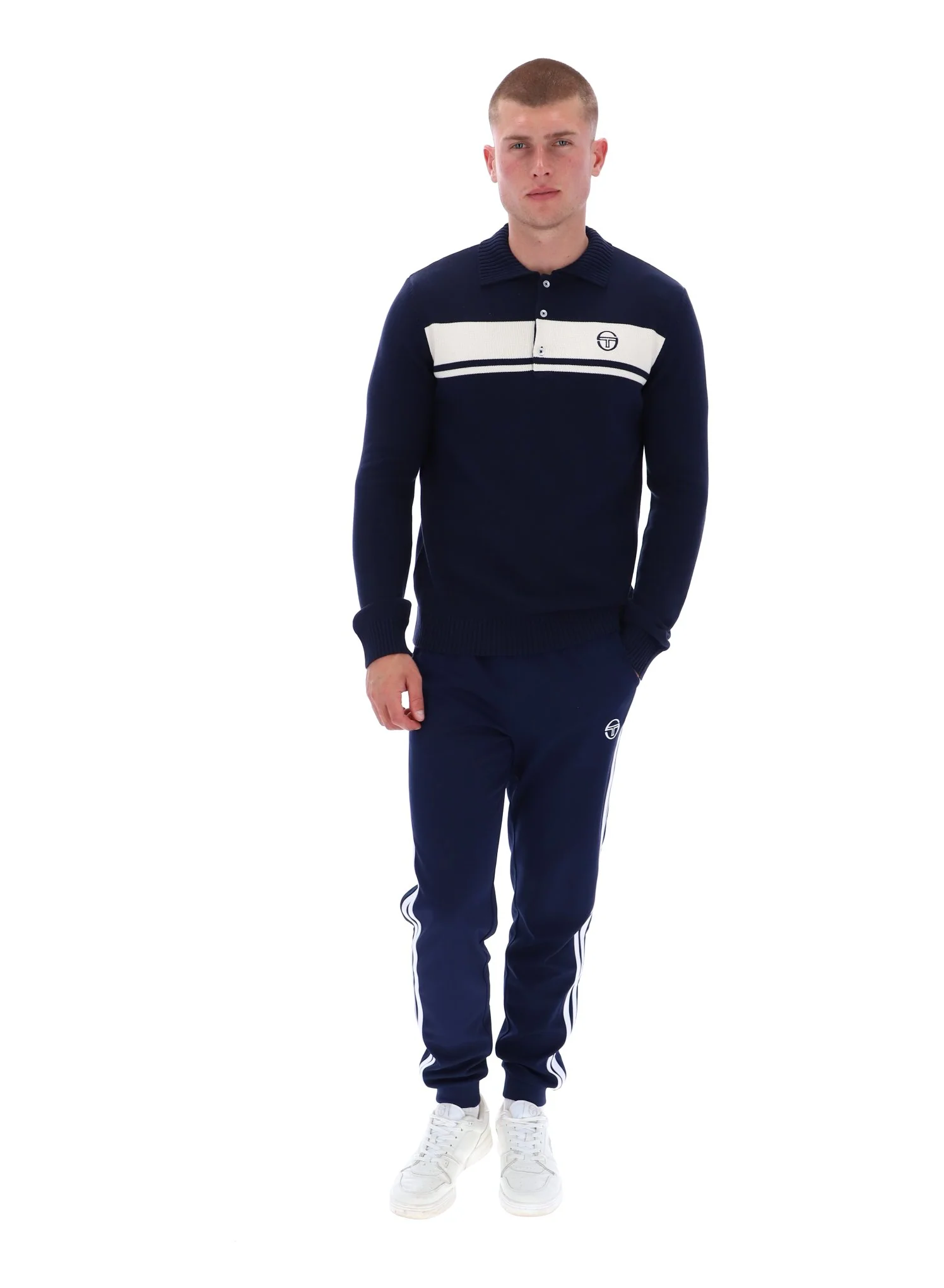 Sergio Tacchini Damarindo L/S Knit Polo Maritime Blue/Gardenia - 593 - Image 6