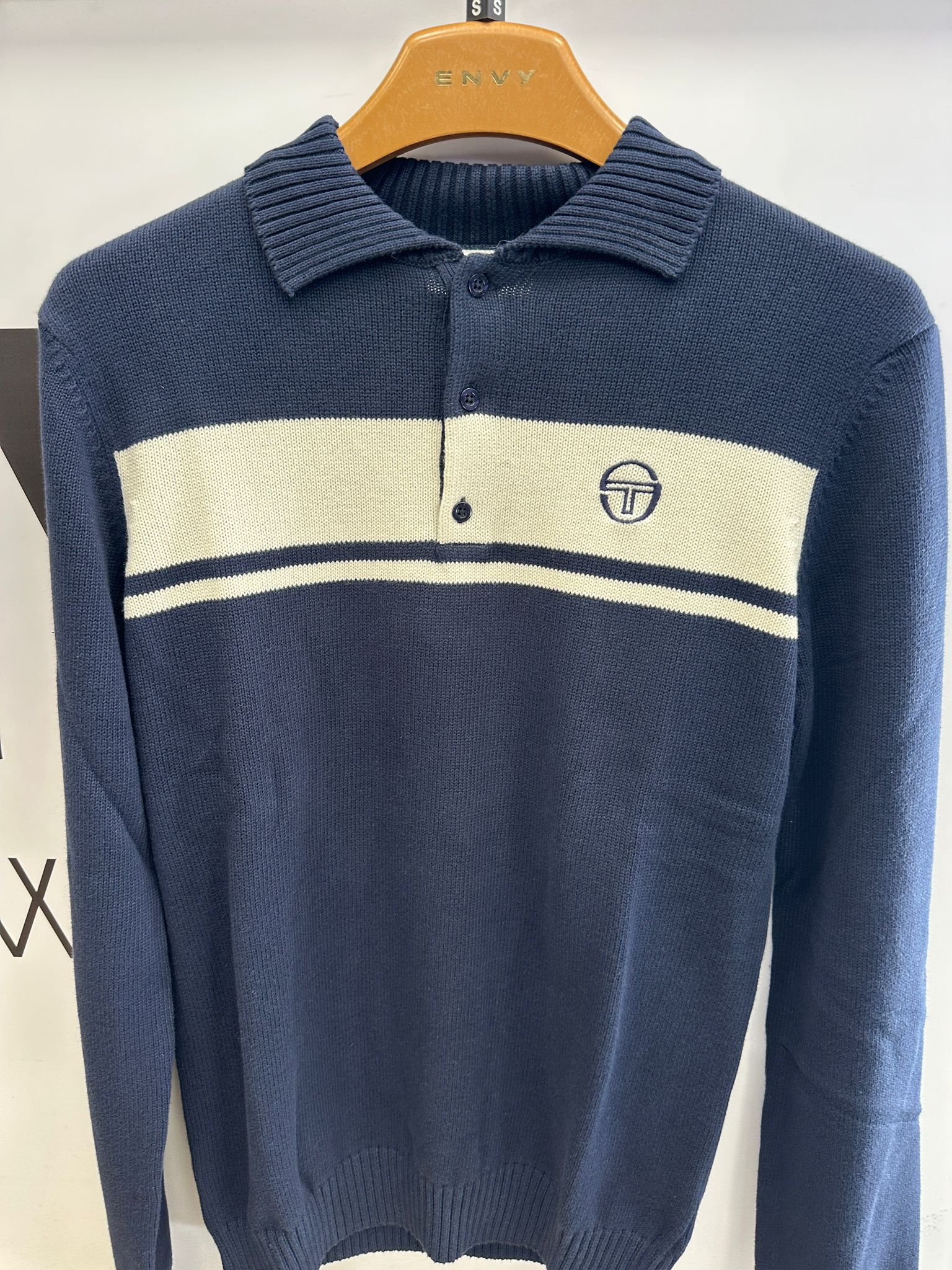 Sergio Tacchini Damarindo L/S Knit Polo Maritime Blue/Gardenia - 593 - Image 8