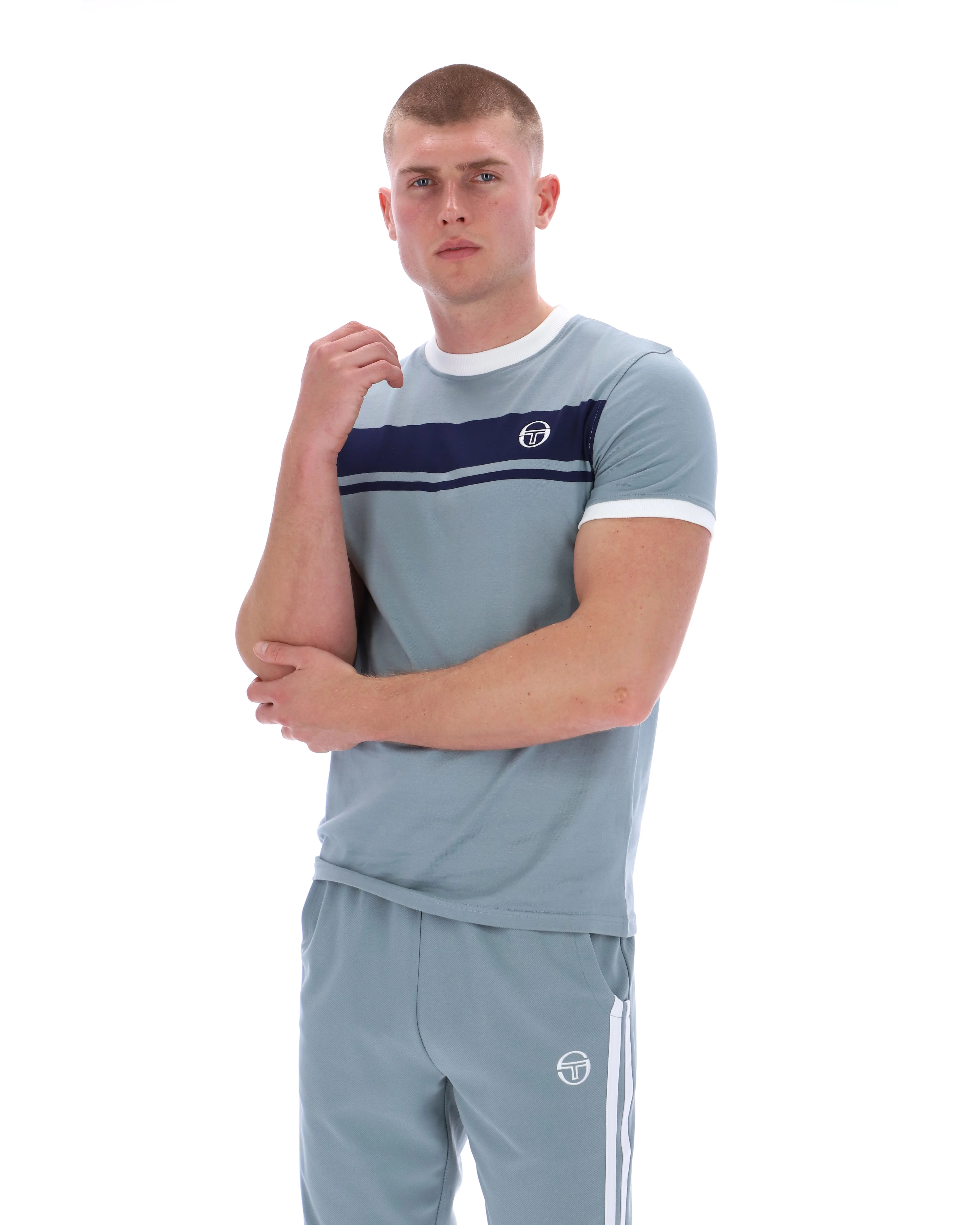 Sergio Tacchini Masters Crew Neck Tee Lead Navy/White - 280 - Image 3