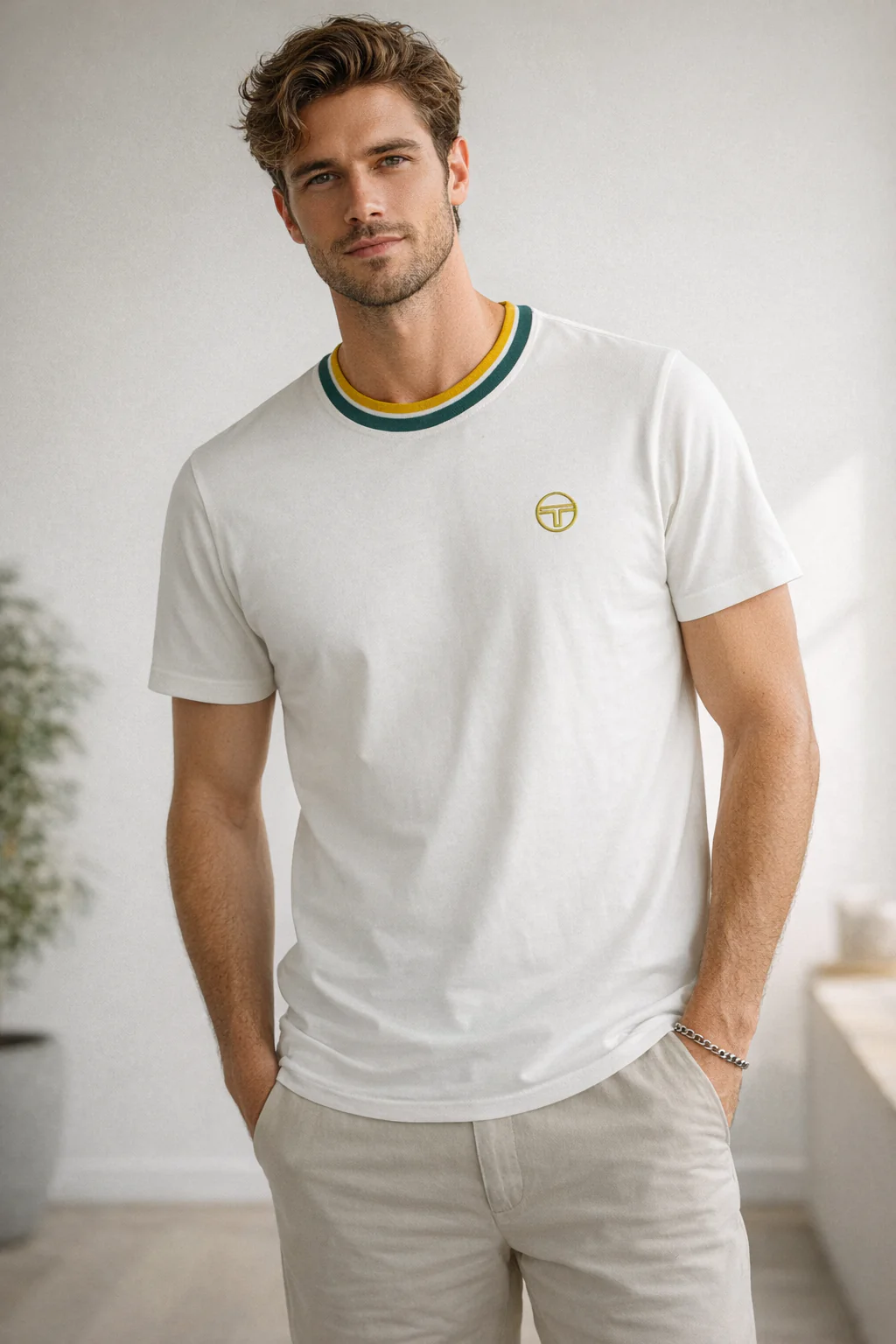 Sergio Tacchini Monte Velour Tee Ecru - 274