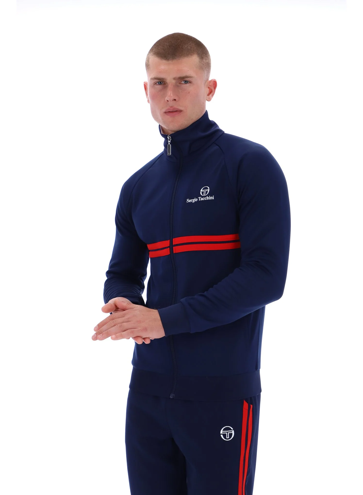 Sergio Tacchini New Dallas Track Top Navy/Red - 526 - Image 2