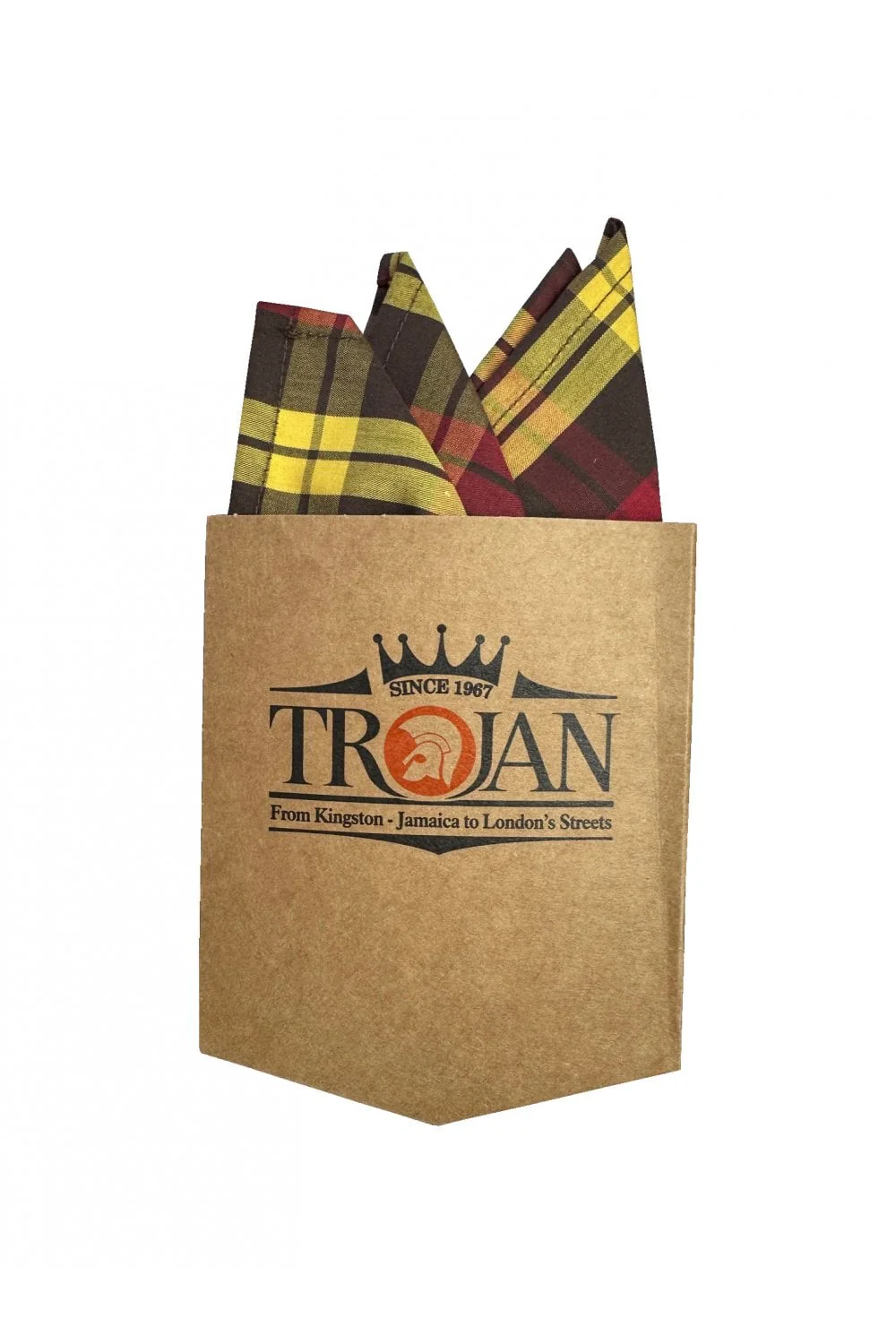 Trojan Check SS Shirt With Free Matching Pocket Square TC/1034 Chocolate - 143 - Image 3