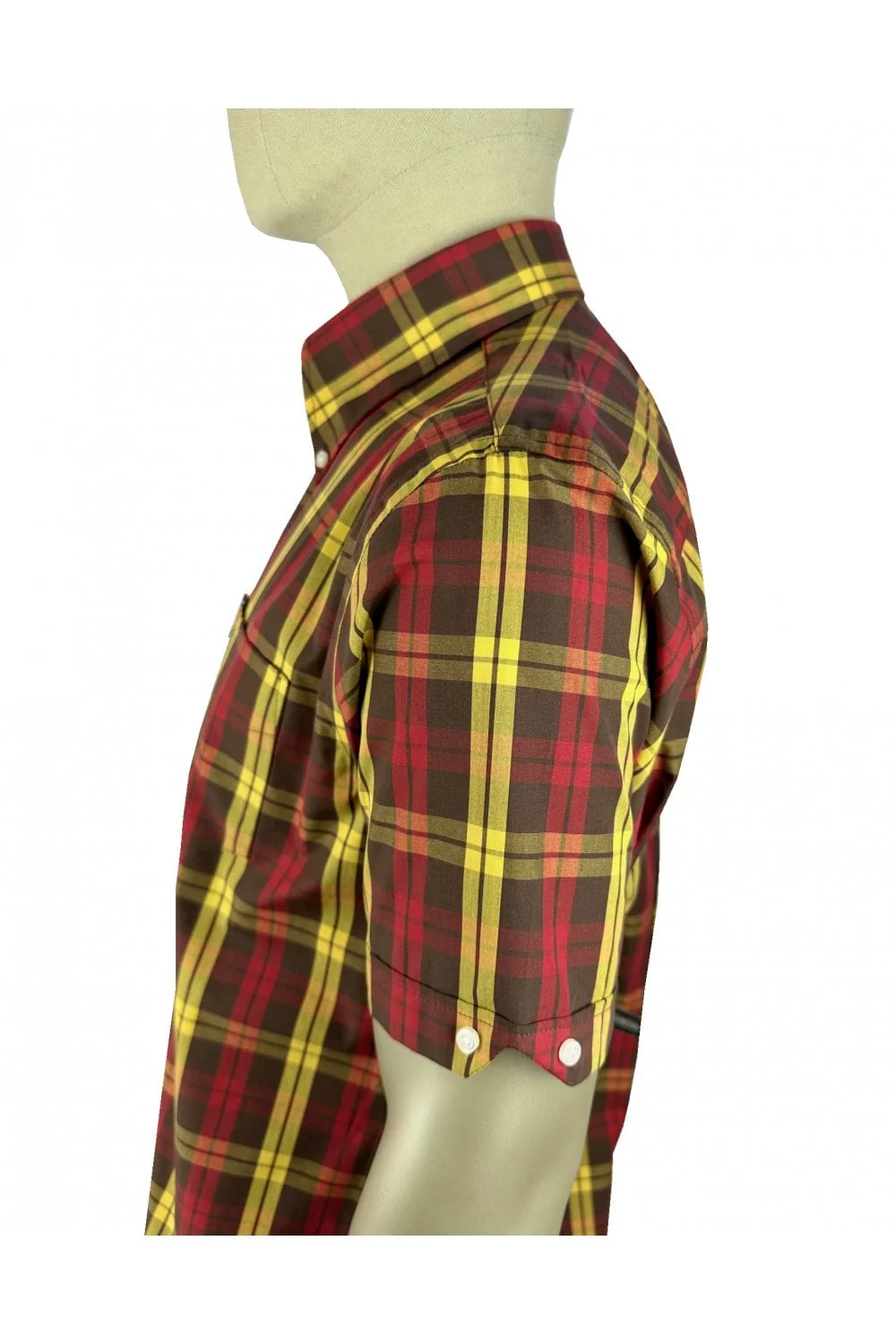 Trojan Check SS Shirt With Free Matching Pocket Square TC/1034 Chocolate - 143 - Image 5