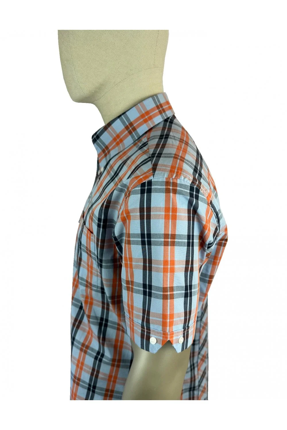 Trojan Check SS Shirt With Free Matching Pocket Square TC/1034 Powder Blue - 065 - Image 3